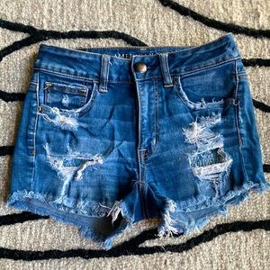 American Eagle Hi-Rise Denim Shortie Shorts